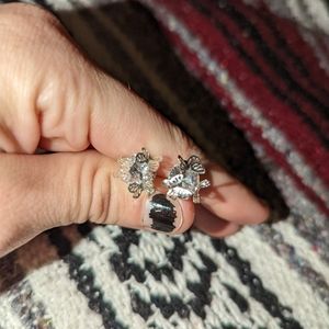 Silver Butterfly Gem Stud Earrings